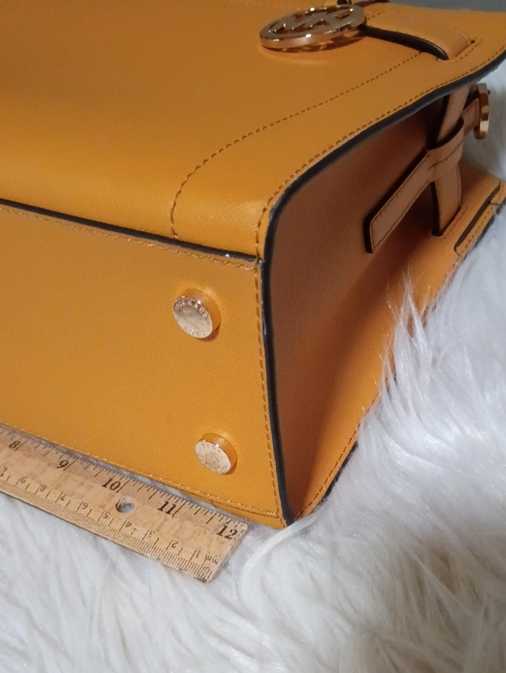 Michael Kors saffiano Leather satchel in marigold - Picture 11 of 16